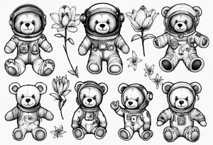 Teddy bear Lily astronaut tattoo idea