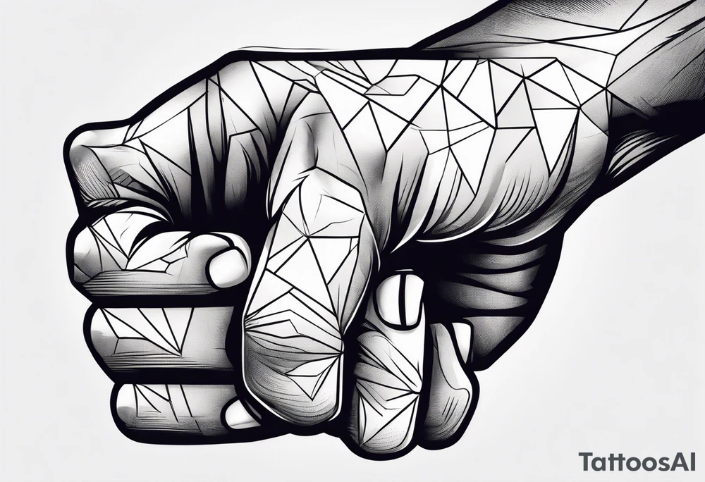 A clenched fist on the back using negative space techniques tattoo idea A clenched fist on the back using negative space techniques tattoo idea
