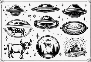 UFO abducting a cow tattoo idea