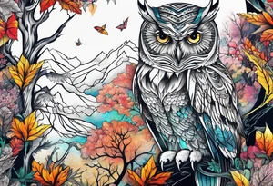 owl forest tattoo idea