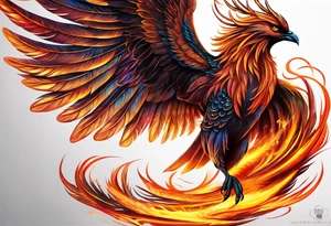russian firebird phoenix in-flight with very long fancy tail "Isaiah 43: 18-19" tattoo idea