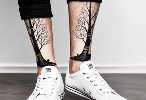birch trees, wrapped around man's ankle tattoo idea