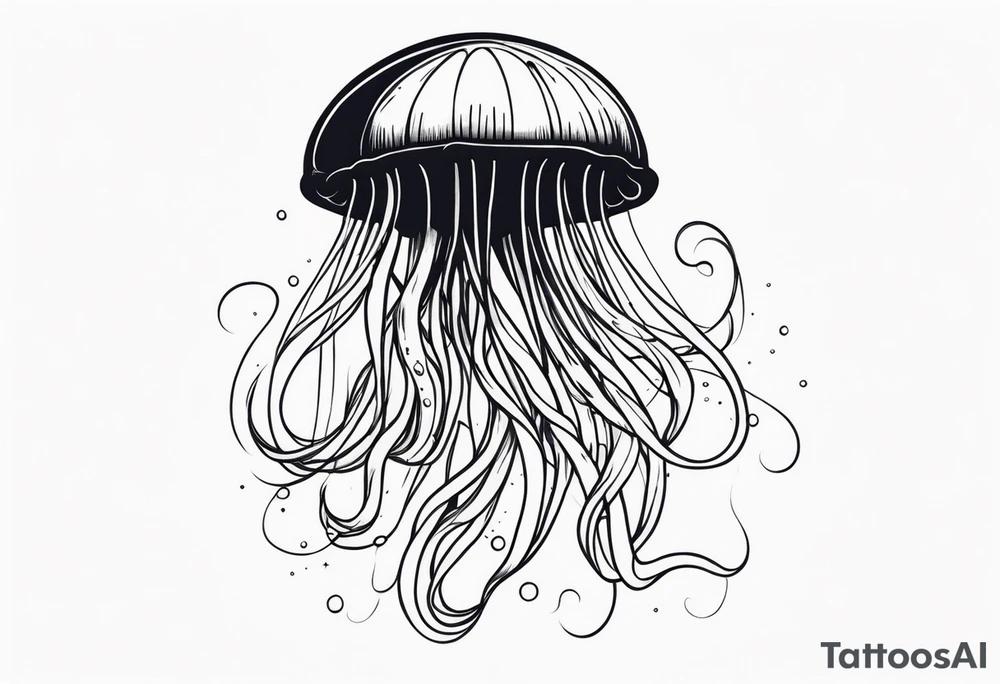 Space jellyfish with long tentacles tattoo idea