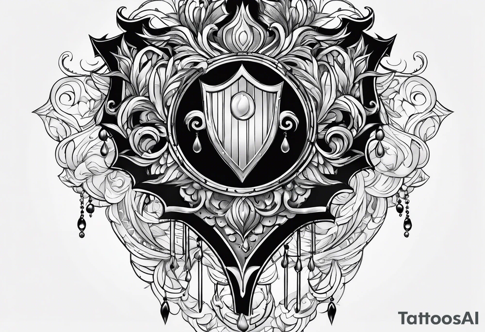 Shield riccoching tears tattoo idea