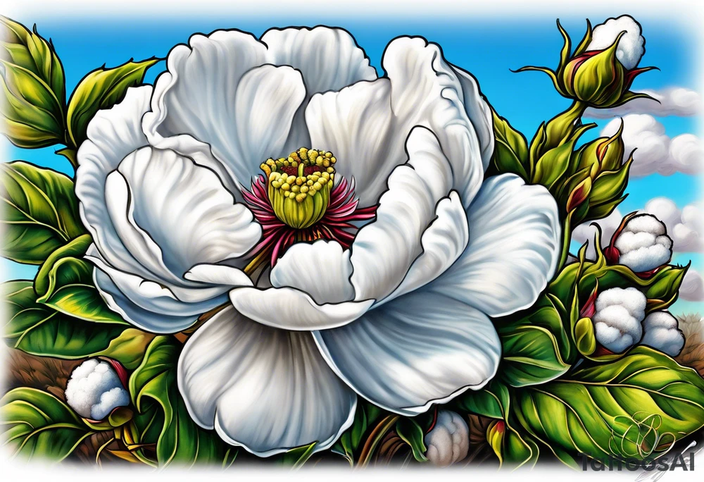 Cotton fields in Monette, Arkansas tattoo idea