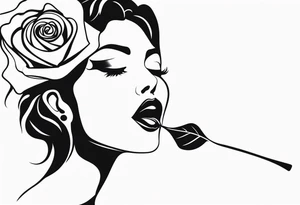 long stem spanish rose in mouth tattoo idea