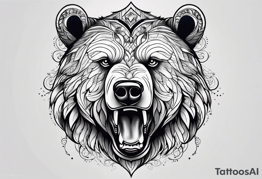 Bear face tattoo idea