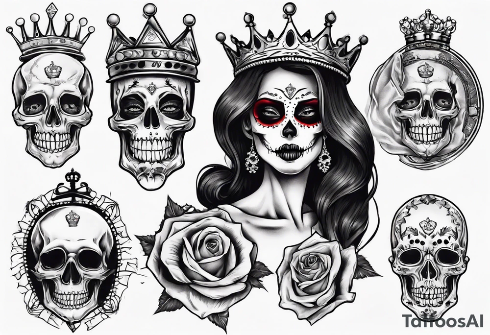 santa la muerta with money and crown
on the card tattoo idea