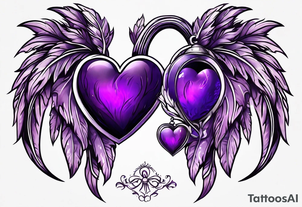 Purple heart with fingerprint tattoo idea