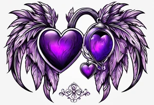 Purple heart with fingerprint tattoo idea