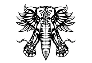 An egyptian strong elephant with a eyeball underneath its body tattoo idea