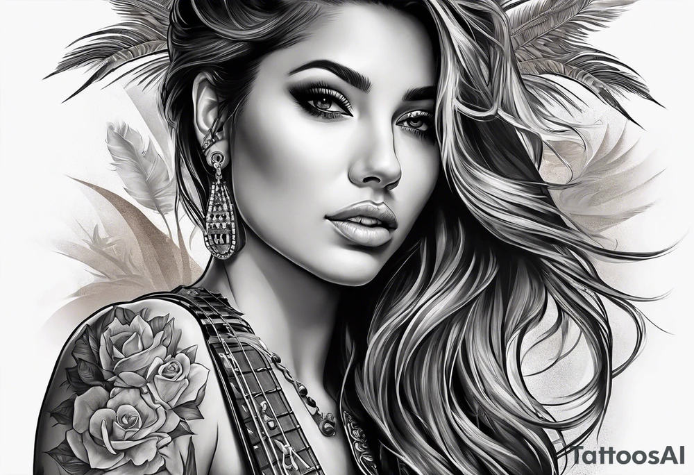 Desert scape. Guitar playing daughter tattoo idea