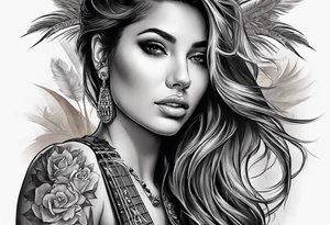 Desert scape. Guitar playing daughter tattoo idea