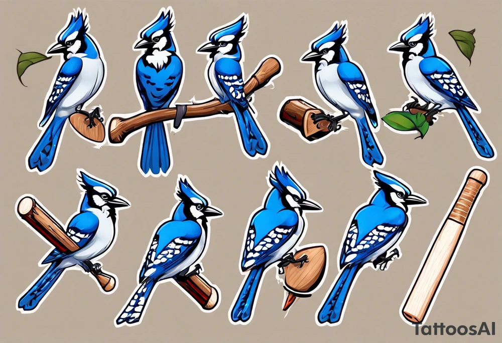 bluejay with cricket bat tattoo idea