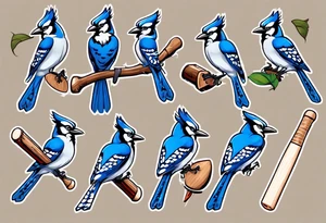 bluejay with cricket bat tattoo idea