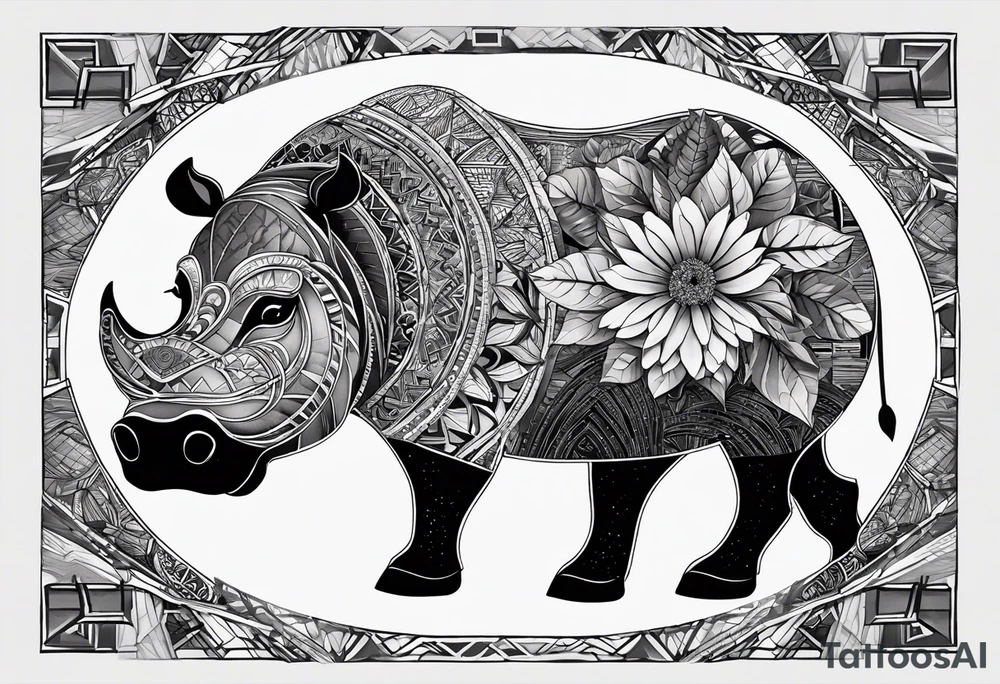 Very asymmetrical, +geometric pattern, with realistic full moon, with hippo,+tribal, +geometric, +inkart , +blackwork, +grey scale, + sketch
with wintersweet flower bud, +inkart touch, +for men, detailed , combined favourite , tattoo idea