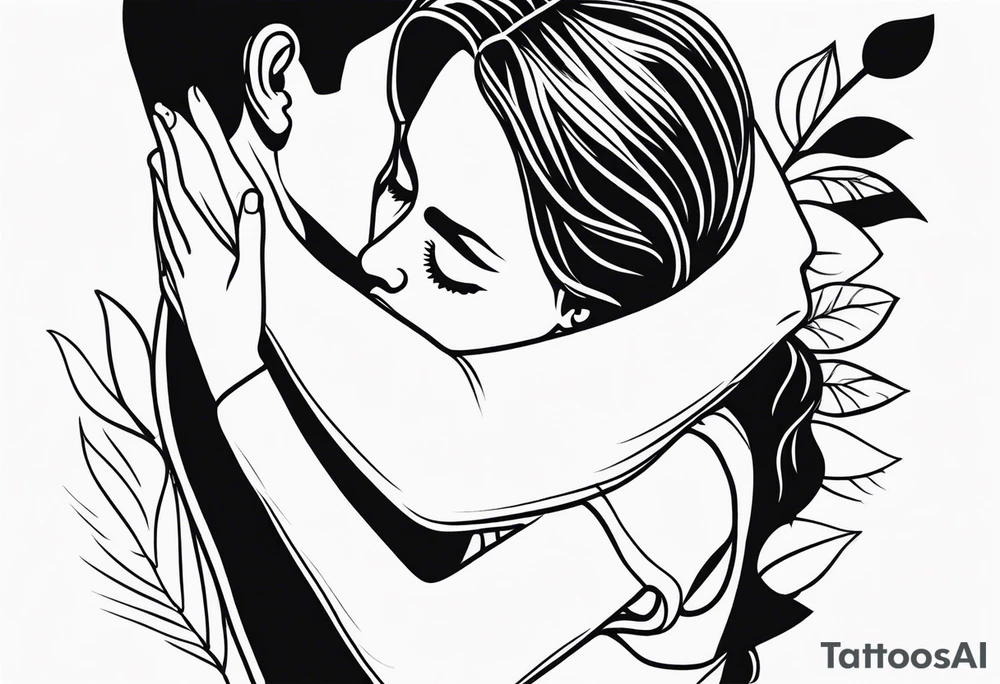 outline of people hugging tattoo idea
