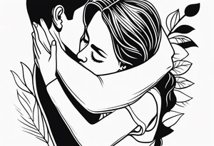 outline of people hugging tattoo idea
