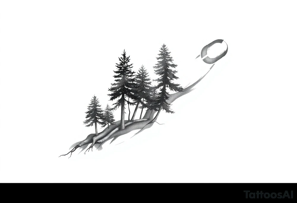 Full arm sleeve that starts with trees on the forearm tattoo idea