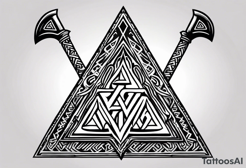 Valhalla sword 
shield axe Valknut must tattoo idea