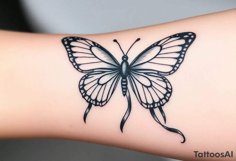 ethereal butterfly with flowing silk ribbons in moonlight tattoo idea ethereal butterfly with flowing silk ribbons in moonlight tattoo idea