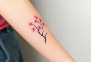 A delicate cherry blossom tree with soft pink petals, representing beauty, life, and fleeting yet precious family moments tattoo idea