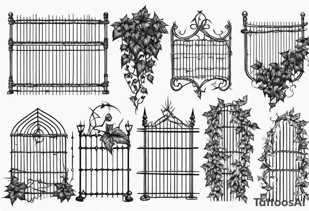 chain link fence with pointy ivy tattoo idea