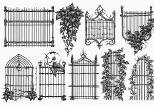 chain link fence with pointy ivy tattoo idea