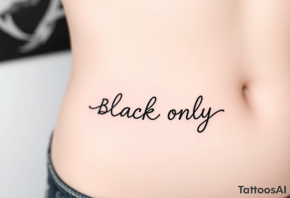 text reading "BLACK ONLY" across a womb tattoo tattoo idea