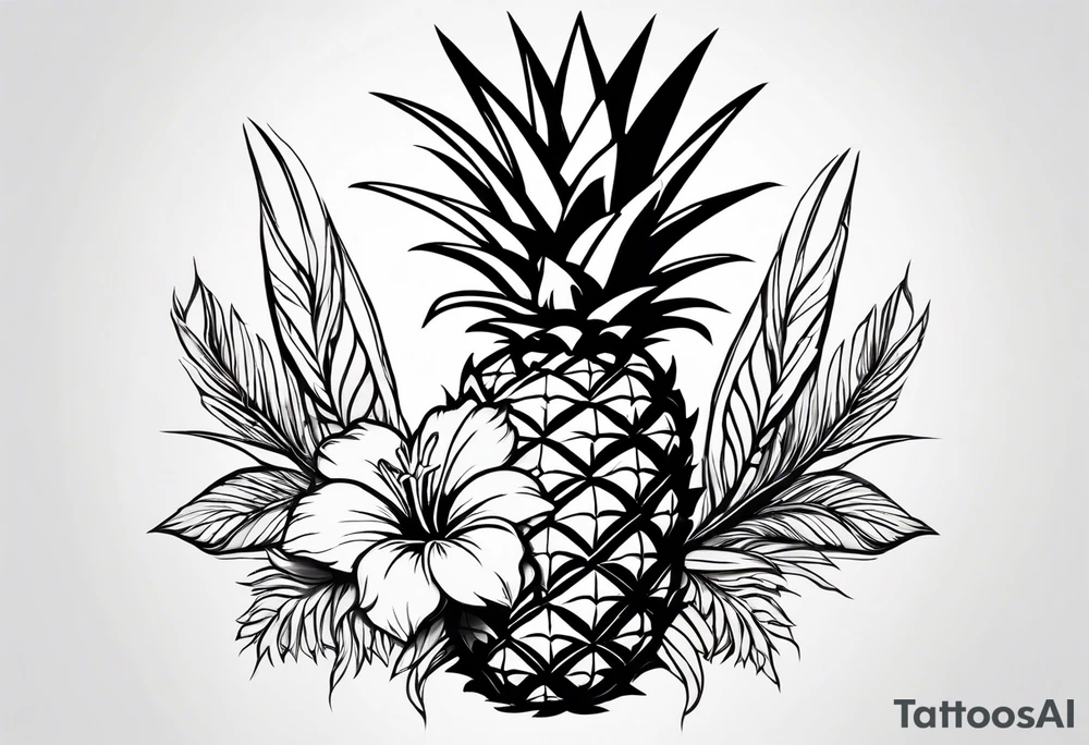 Pineapple and swallow simple tattoo idea