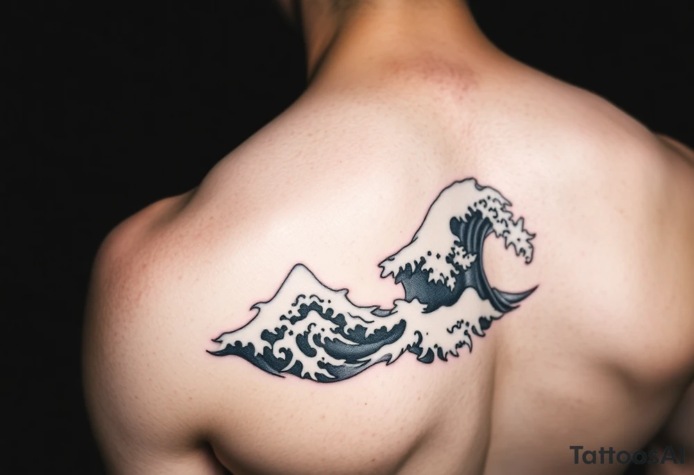 japanese waves and clouds tattoo idea