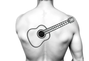 Line traditional American acoustic guitar tattoo idea