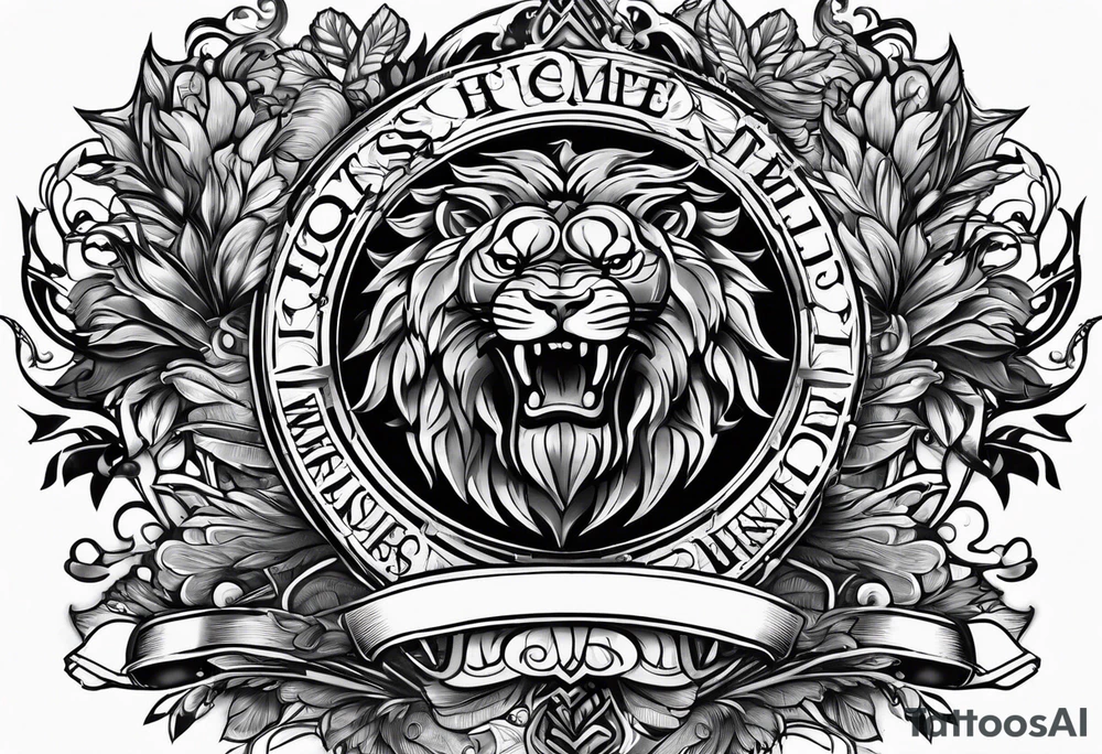 Crest with kids names tattoo idea