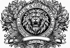Crest with kids names tattoo idea