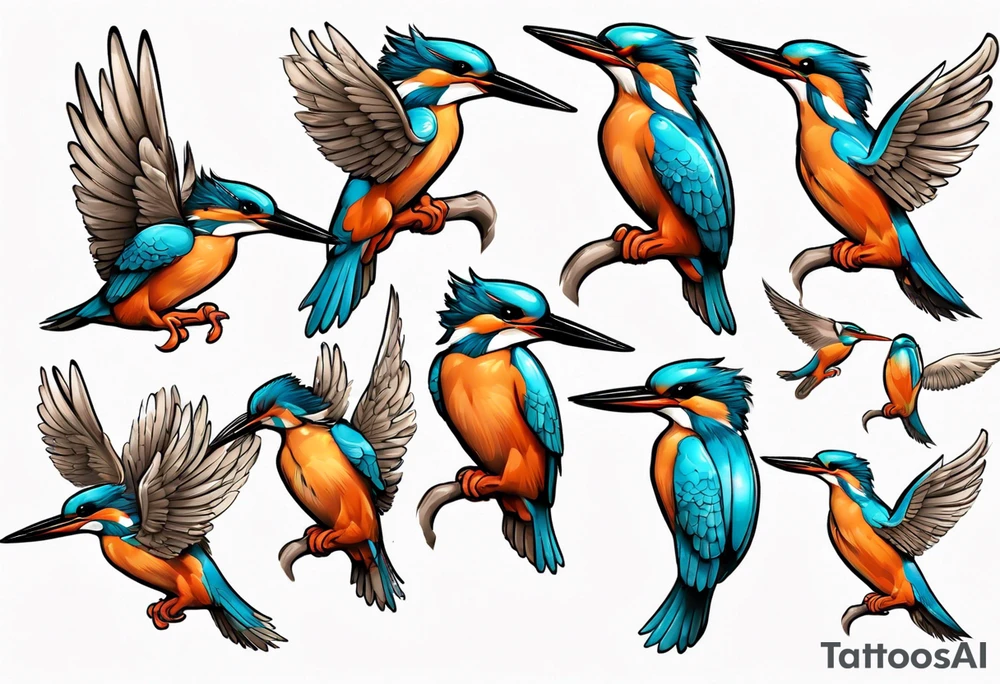 kingfisher taking flight tattoo idea