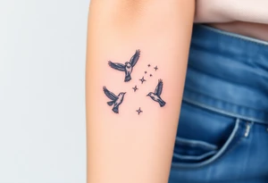 birds flying to the stars tattoo idea