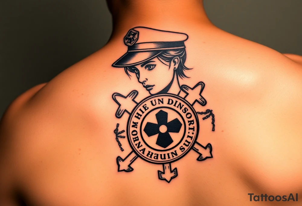 Female us coast guard officer  protection hero daughter tattoo idea
