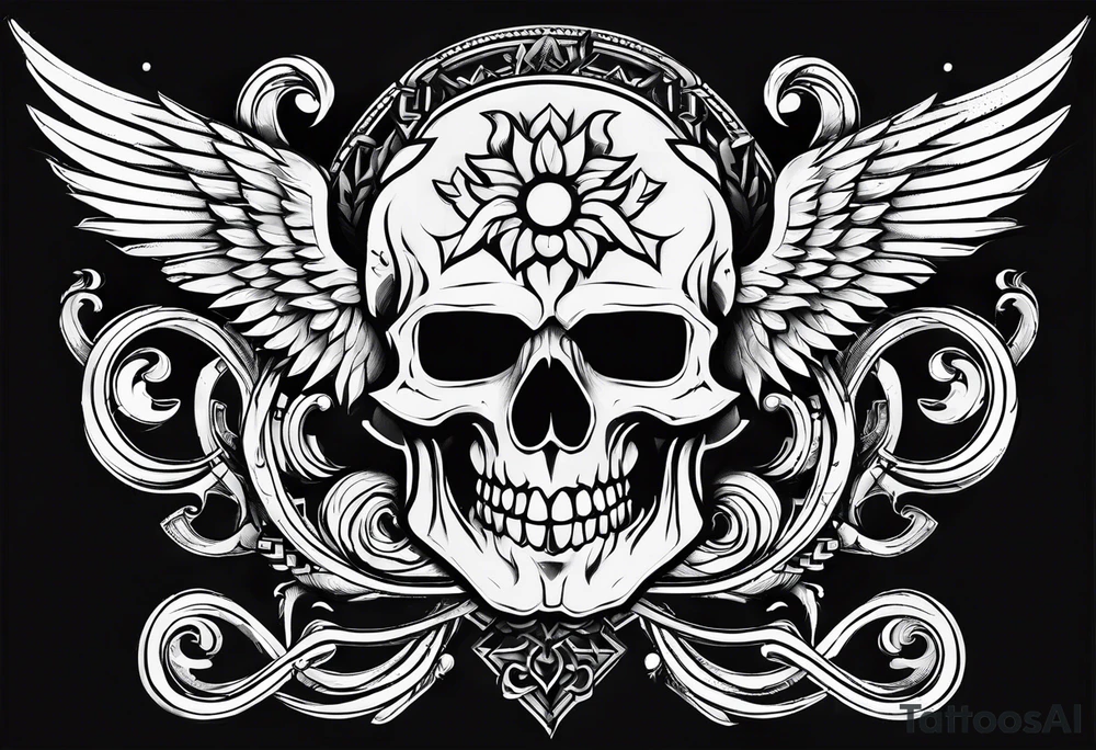 Greek Capital Letter Omega symbol death metal style tattoo idea