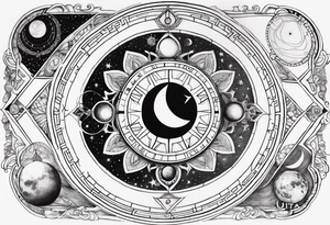 Astrology, Cancer & Aquarius, Natal Chart, vision, yin yang, the moon, the sun, Uranus, Pluto, spiritual third eye, mystical armband tattoo idea