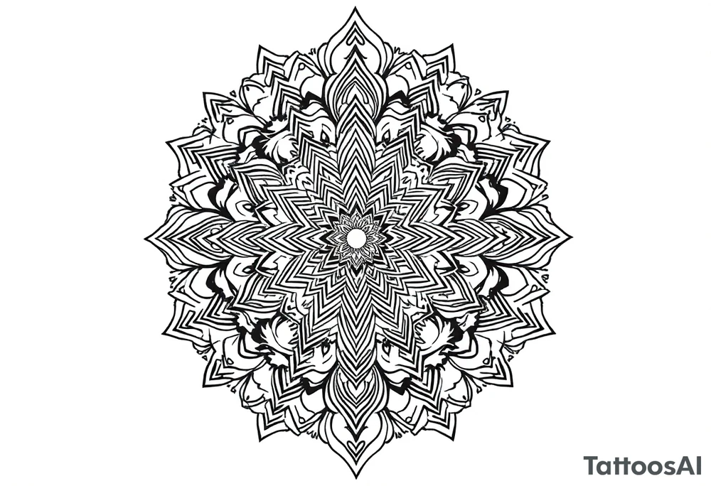 long mandala shaman and witch style mytical with ancient rhyme tattoo idea