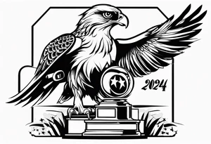 Hawk holding a trophy 2024 tattoo idea