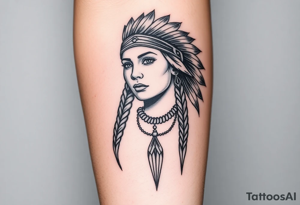 Female Native American woman tattoo idea