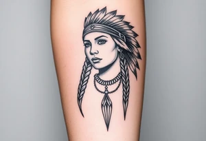 Female Native American woman tattoo idea