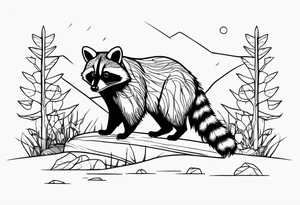 Raccoon in nature tattoo idea