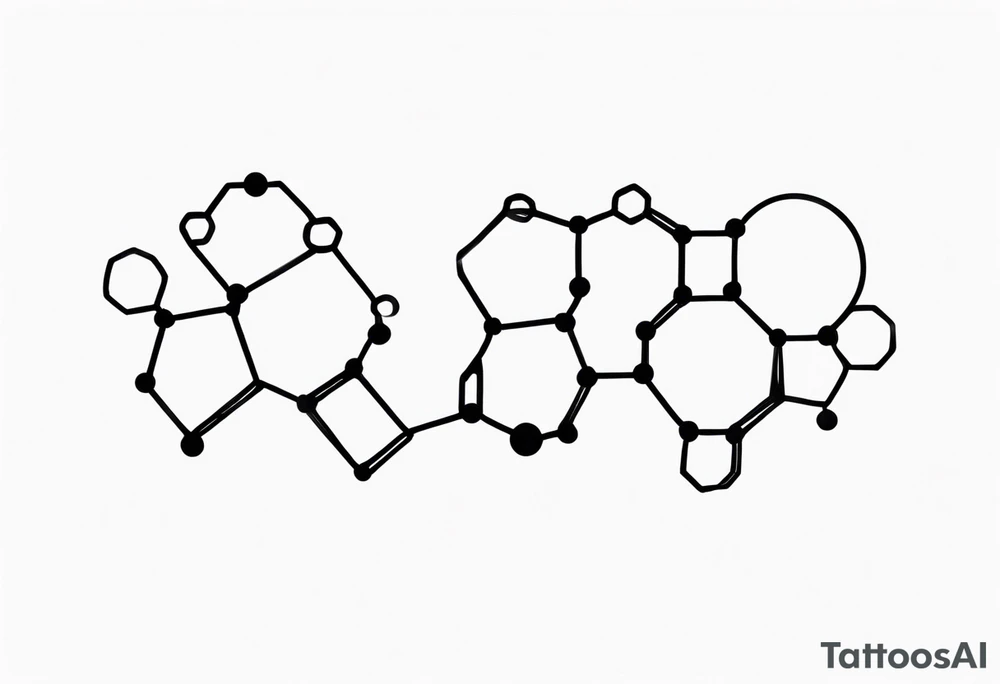 serotonin molecule with its atoms and bonds tattoo idea