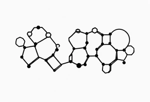 serotonin molecule with its atoms and bonds tattoo idea