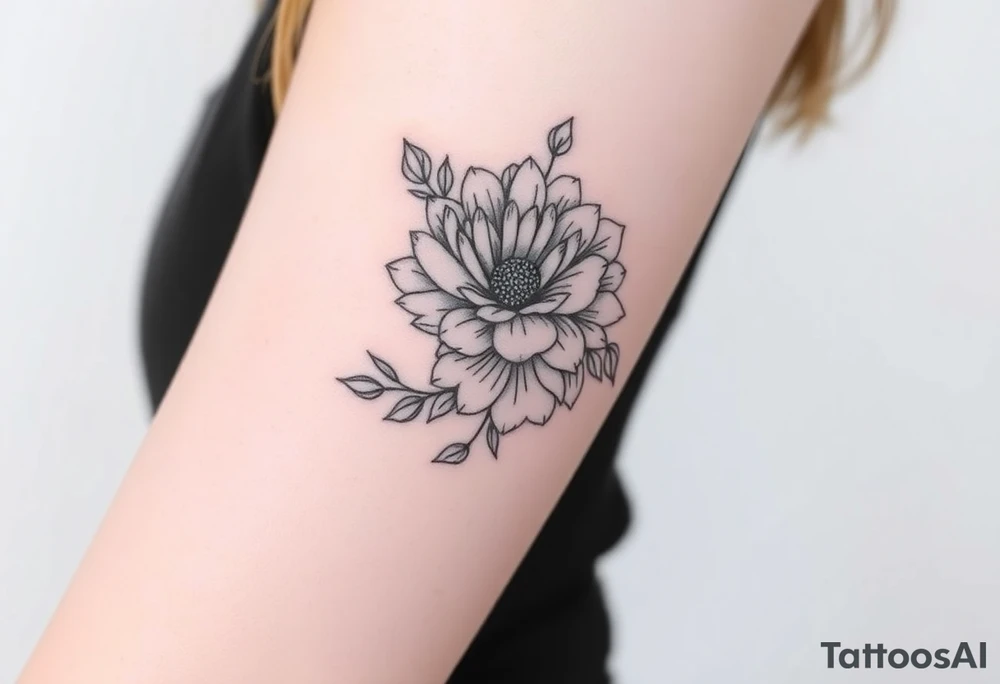 Rose and Chrysanthemum bouquet tattoo tattoo idea