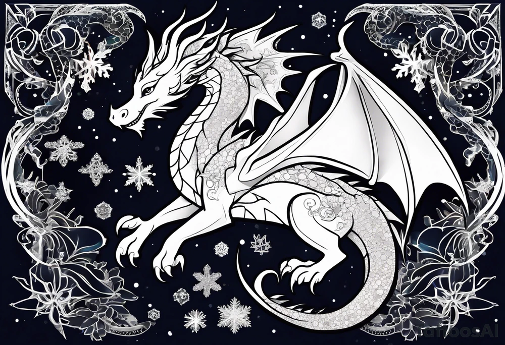 Constellation, kawaii dragon,snowflake tattoo idea