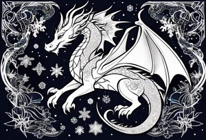Constellation, kawaii dragon,snowflake tattoo idea