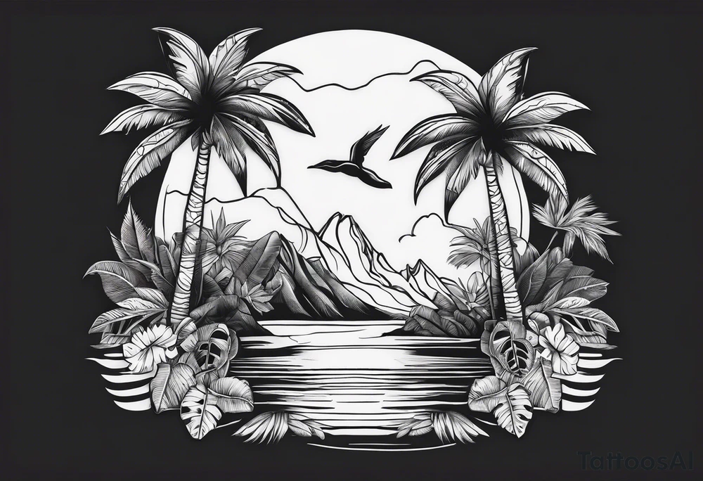 Tropical islands tattoo idea